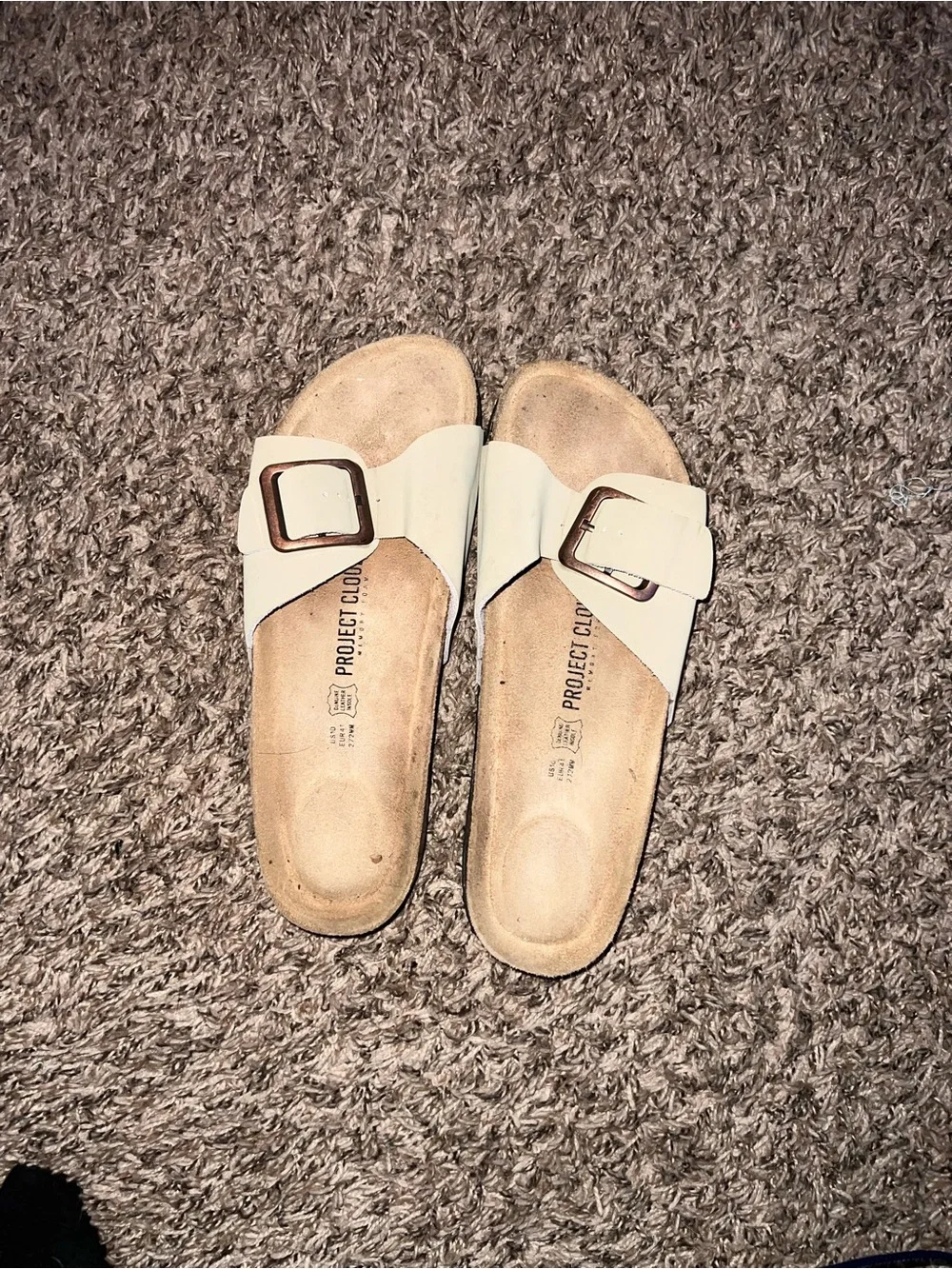 Project Cloud White Single-Buckle Slide Sandals for Women
